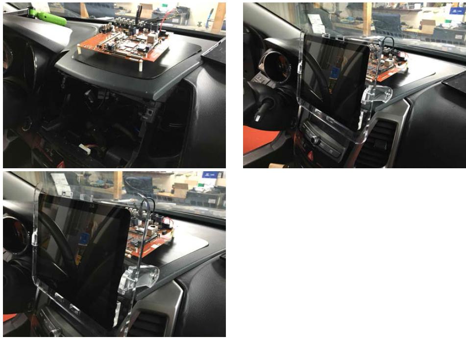 실 차량에 장착된 IVI 플랫폼과 VSG의 실물사진
