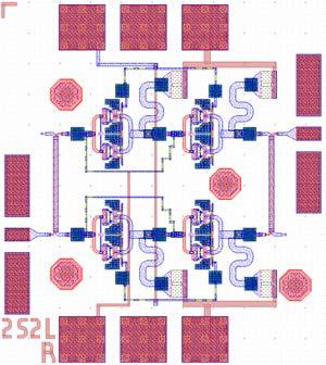 300GHz 2단 Cascode Balanced 증폭기의 회로도면.