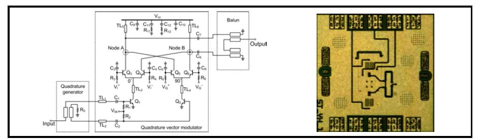 KUIC3 벡터합위상변화기의 Schematic 및 칩 사진