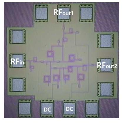 제작된 능동 balun의 칩 사진