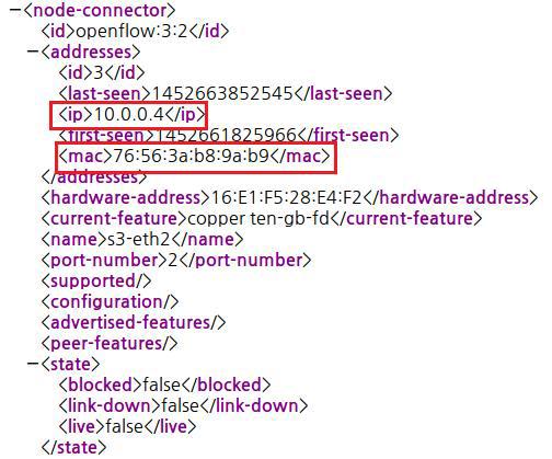 node-connector 하부 항목 중 ip와 mac