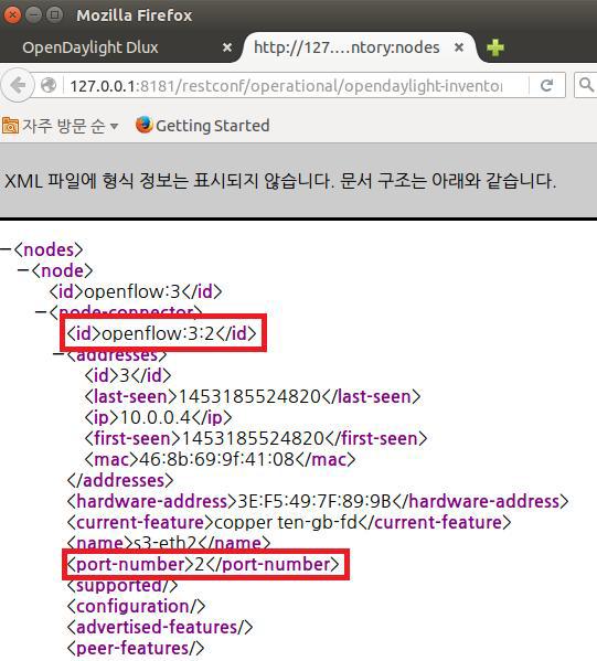 RESTCONF operational에서 확인할 수 있는 ID와 port-number