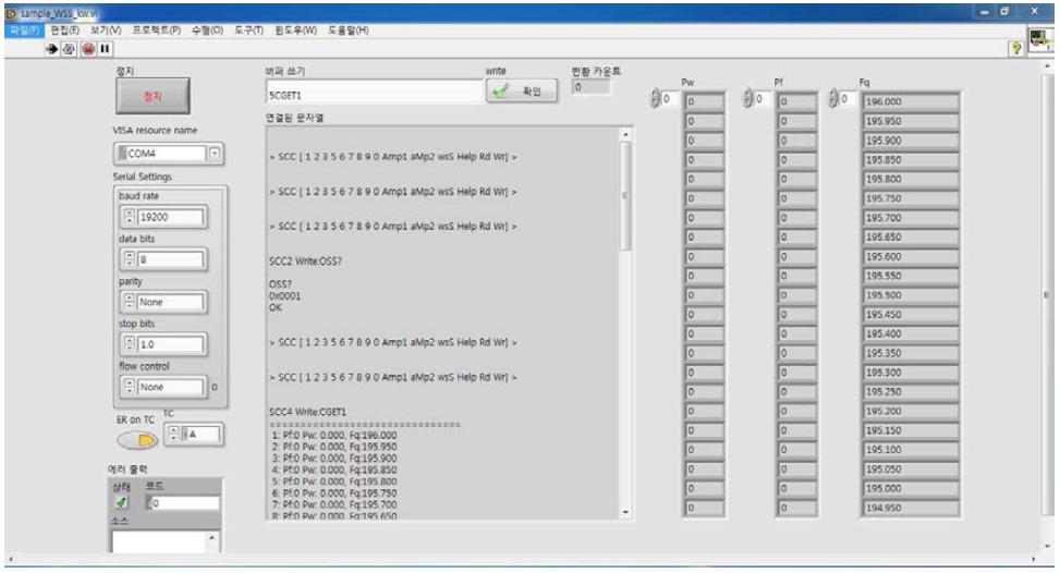 GUI 기반 WSS 라인카드 제어 소프트웨어 실행화면