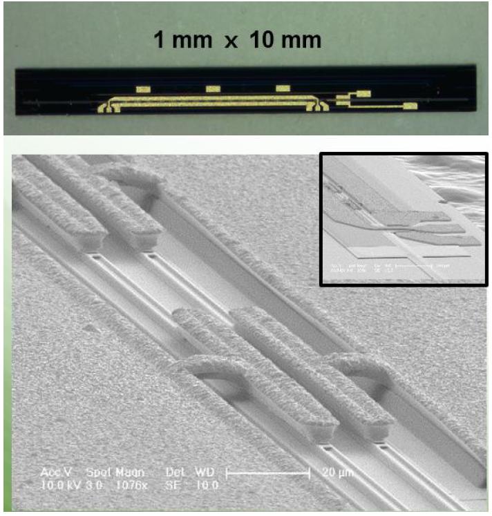 제작된 InP 기반 마흐젠더 광변조기 칩 사진.