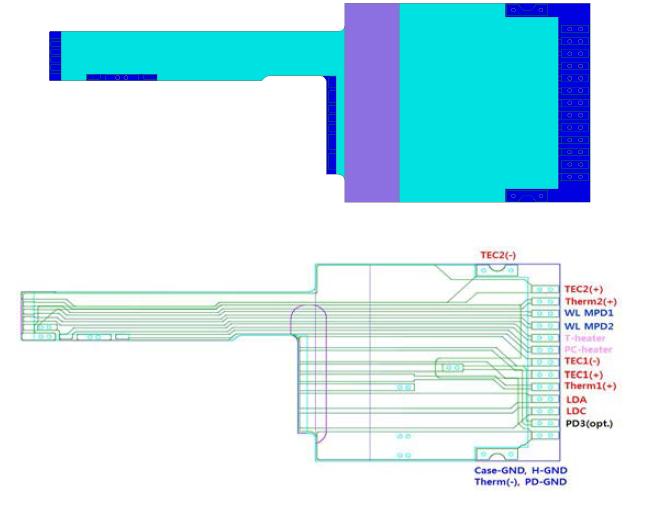 FPCB의 기본 설계 도면 및 핀 배치 구조