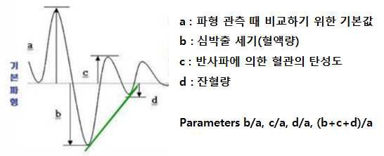 PPG 2차 미분 신호의 특성 및 물리적 의미를 나타내는 파라미터