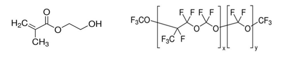 PUA 물질 합성에 사용된 HEMA (좌), PFPE (우)