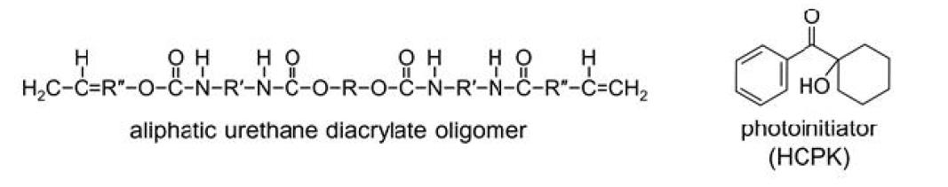 PUA 물질 합성에 사용된 oligomer (좌), photoinitiator (우)