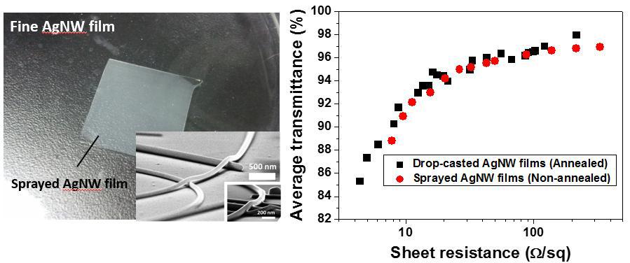 스프레이 시스템을 통해 형성한 은나노선 네트워크와 성능