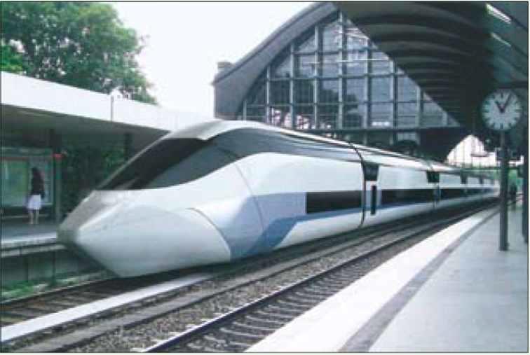 함부르크-댐토역에서 출발하려는 2035년 미래열차-NGT