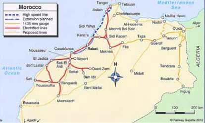 Morocco의 도시간 고속철도 노선 계획