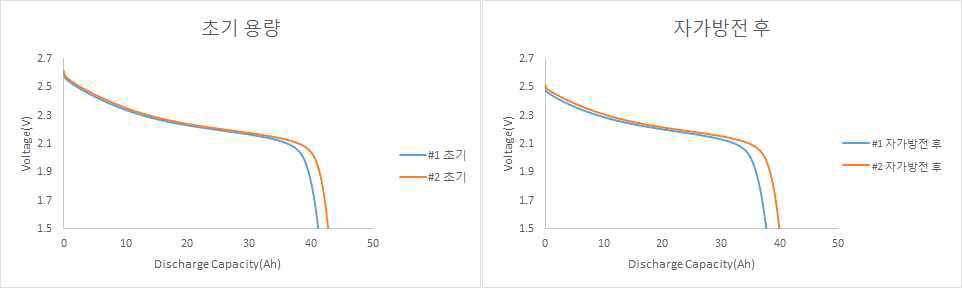 자가 방전 전, 후 용량 평가