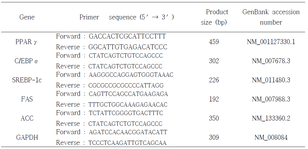 Primers and expected sizes of PCR products with each primer pair