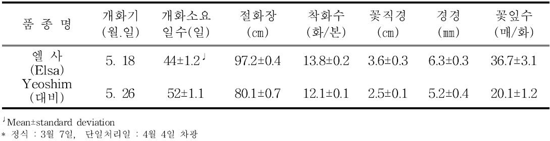 ‘엘사’의 억제재배 특성