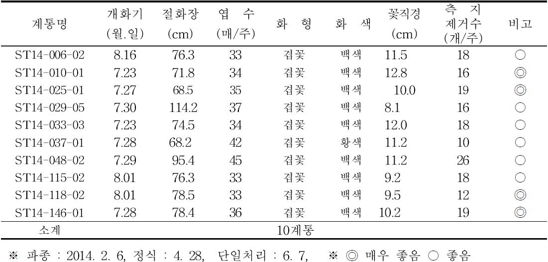 2014년 1차 특성검정 및 선발