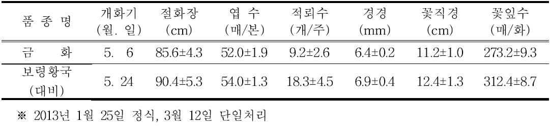 ‘금화’의 촉성재배 특성