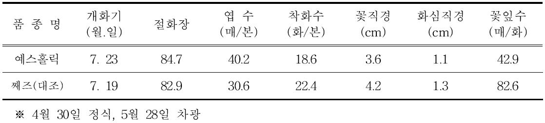 ‘예스홀릭’의 촉성재배 특성