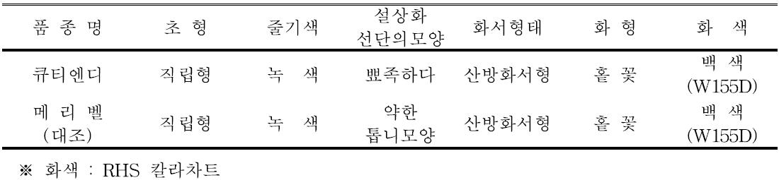 ‘큐티엔디’ 품종의 고유특성