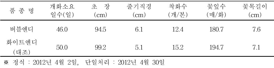 ‘버블엔디’ 품종의 촉성재배 특성