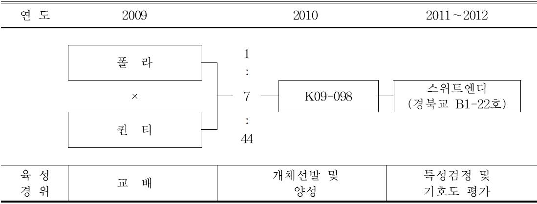 ‘스위트엔디’ 품종의 육성과정