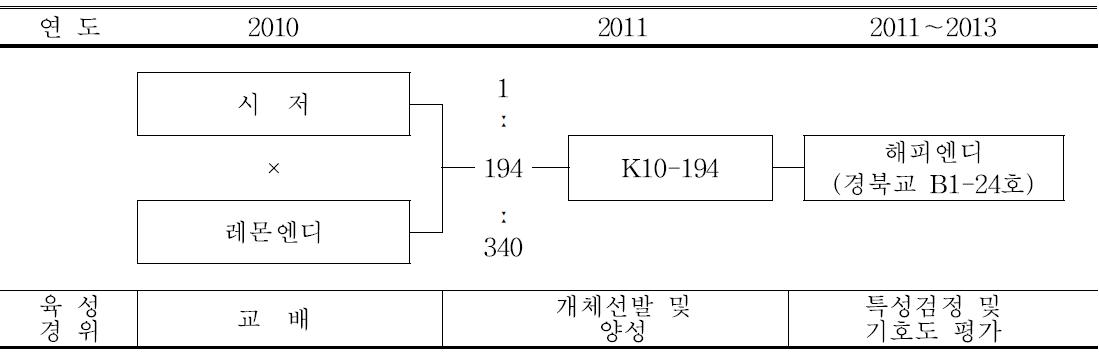 ‘해피엔디’ 품종의 육성과정