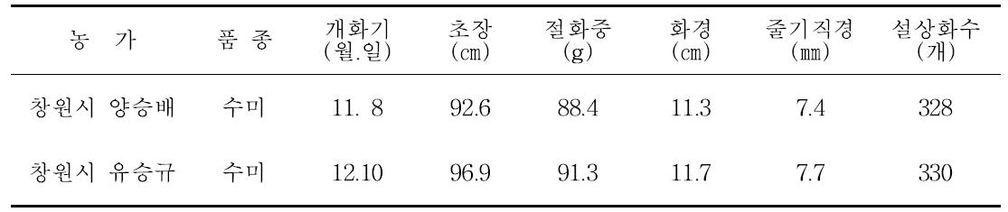 생육 및 개화특성