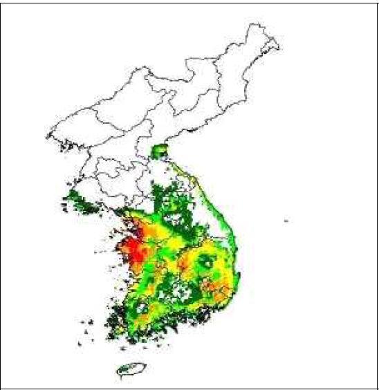 털쇠무릎의 최적 분포범위