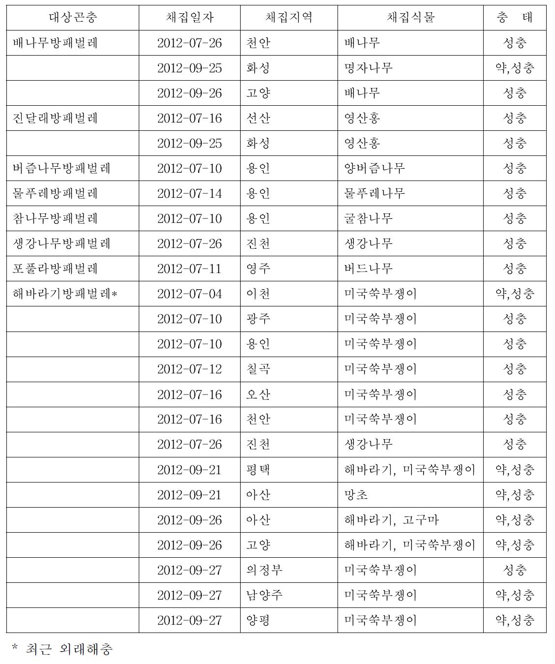 방패벌레과(Tingidae) 채집 및 형태적 동정