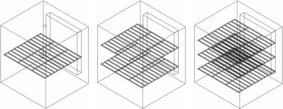 건조기 내부 tray 개수에 따른 시뮬레이션을 위한 geometry