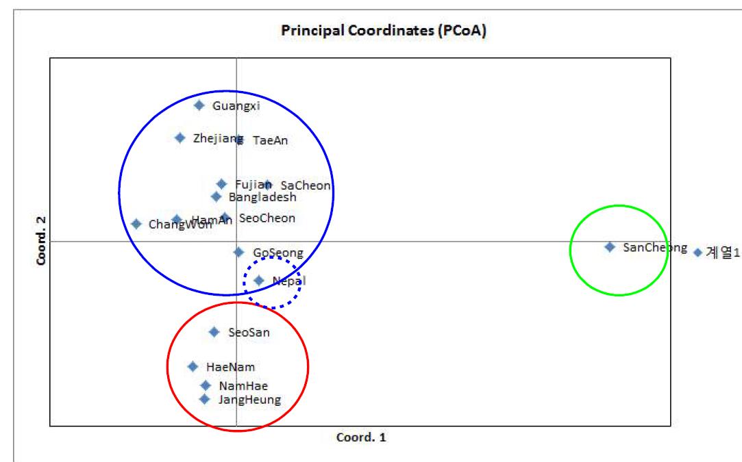 Principal Coordinates 분석 결과