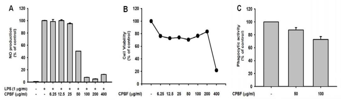 Effect of CPBF, on the production of inflammatory mediators and the expression of their regulatory genes.