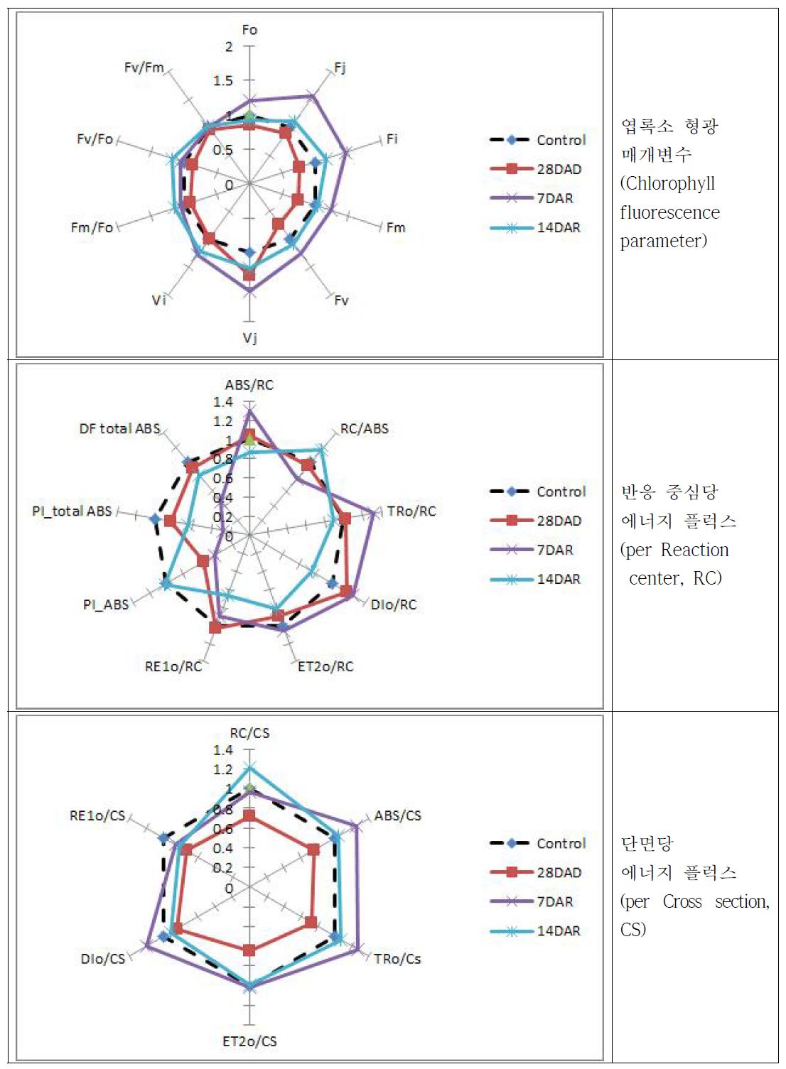 재관수 후 강다옥의 에너지 플럭스 비교