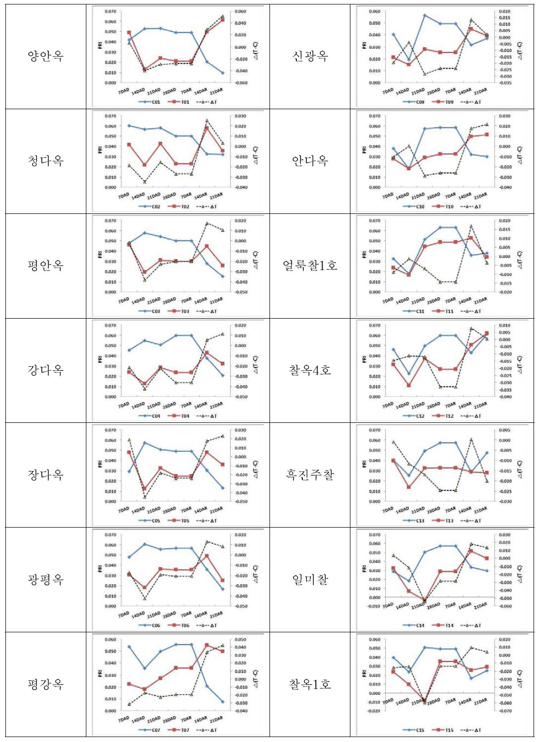 한발 처리 기간에 따른 엽색도 변동양상