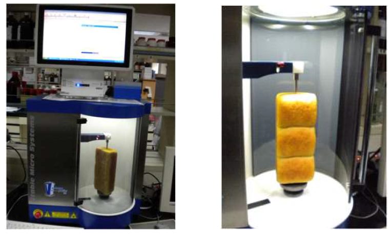 Volscan Profiler를 이용한 식빵 부피 측정모습