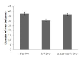 관수방법에 따른 신벌브의 직경