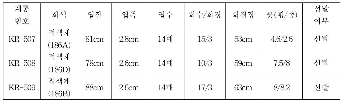 ‘13년 1차 특성검정 생육특성