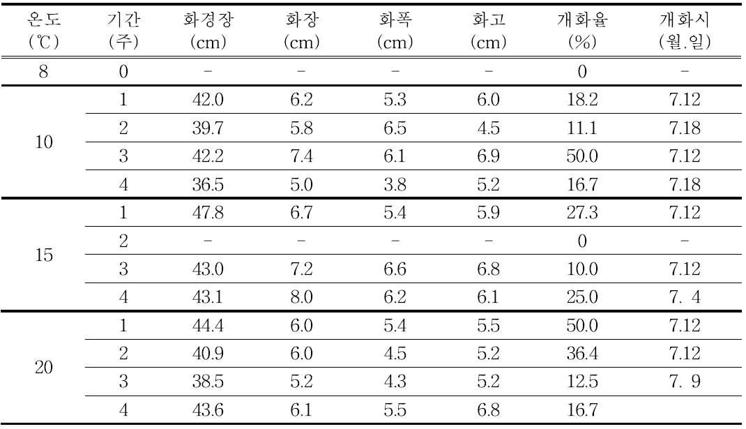 ‘골근하트’ 품종 대구(T2)의 개화 특성 조사