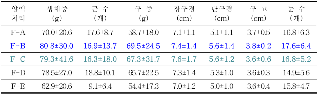 T3 수확 후 구근 특성 조사