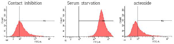 Histograms showing level of ROS detected in canine fetal fibroblasts.