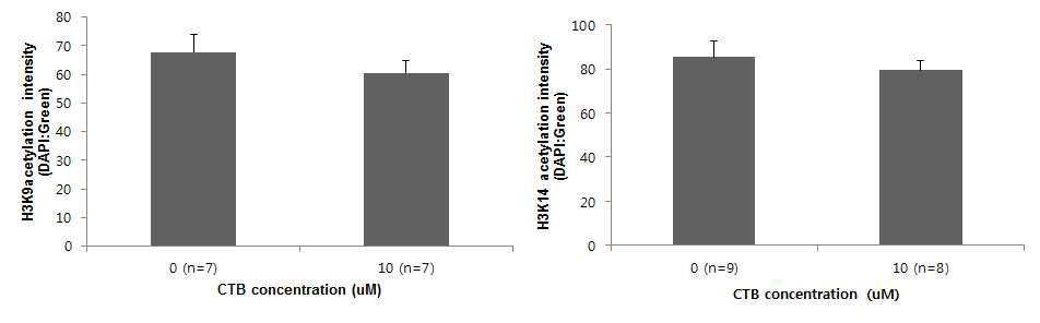 H3K14 acetylation levels of canine embryos cloned from donor cells treated with CTB