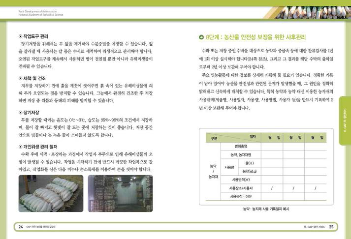 무 「GAP 생산 가이드」 내용 일부