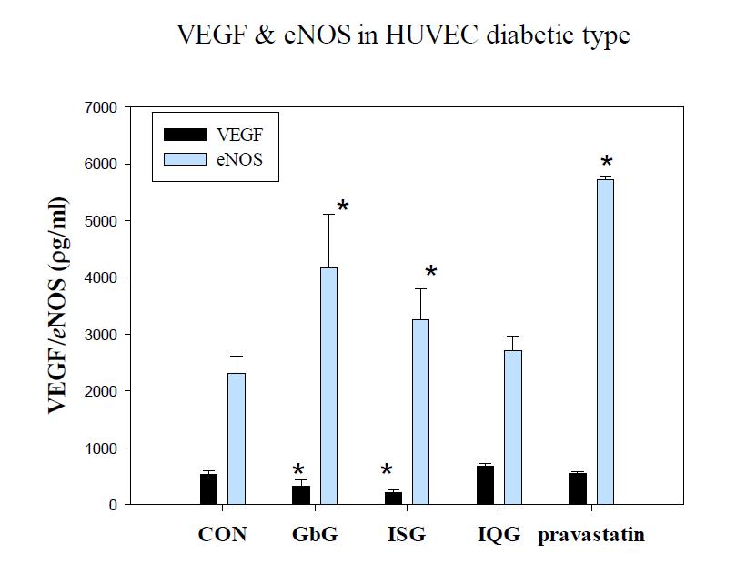 HUVEC 세포에서 곤충글라이코자미노글라이칸의 VEGF와 eNOS 증가