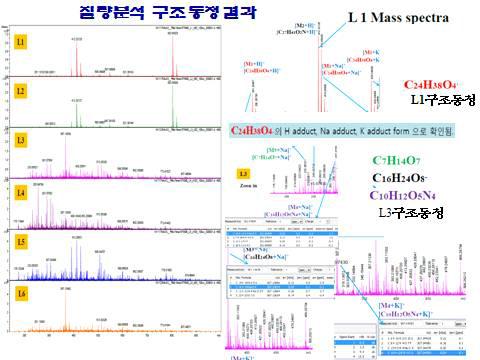 귀뚜라미 에칠아세테이트 분획 15T-ICR Mass 동정(2014년도 결과)