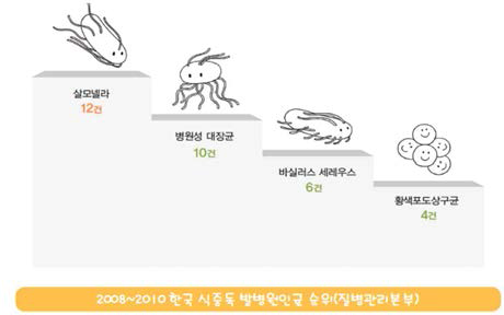 식중독 발병 원인균 순위