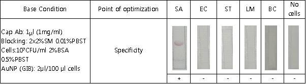 SA7E3(detection Ab)-CBD(capturing agent) 조합의 specificity 테스트