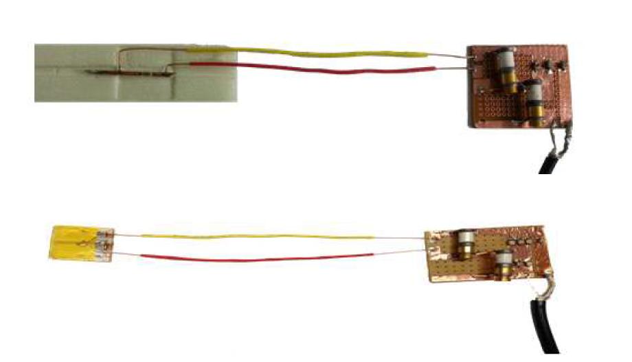 Photographs of RF probes developed. Solenoid type (top) and spiral type (bottom) probes.