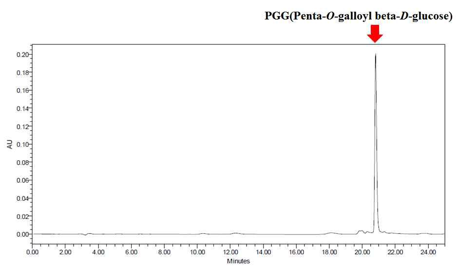 HPLC profile of PGG(penta-O-galloyl beta-D-glucose)