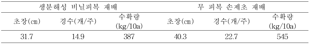 벼 무논점파재배 생분해성 비닐피복 실증실험 농가 벼 생육 및 수확량