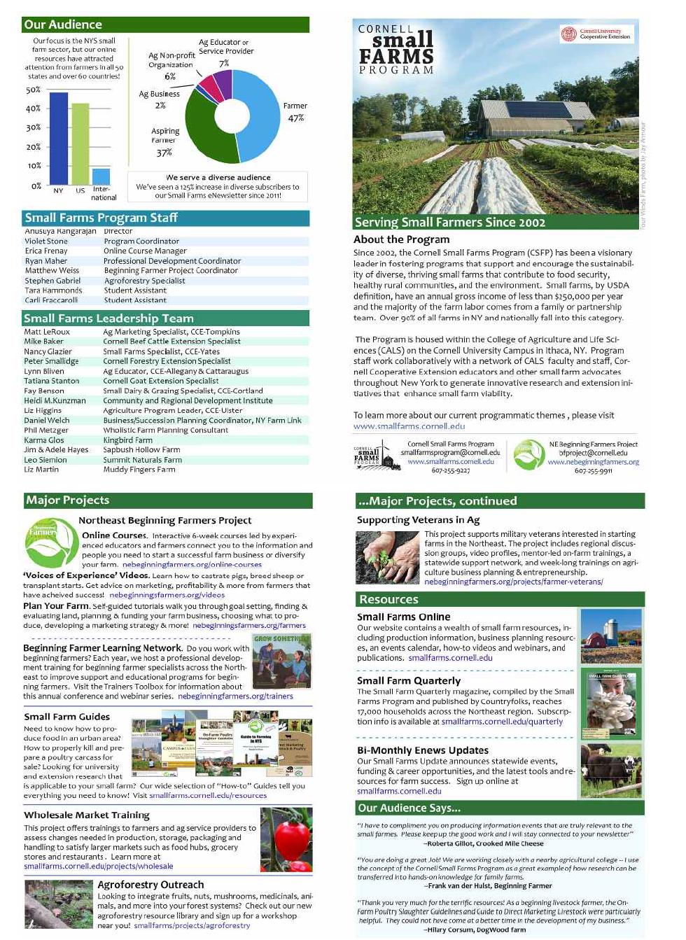 미국 코넬대학교 Small Farm Program의 2015년 프로그램 소개 책자