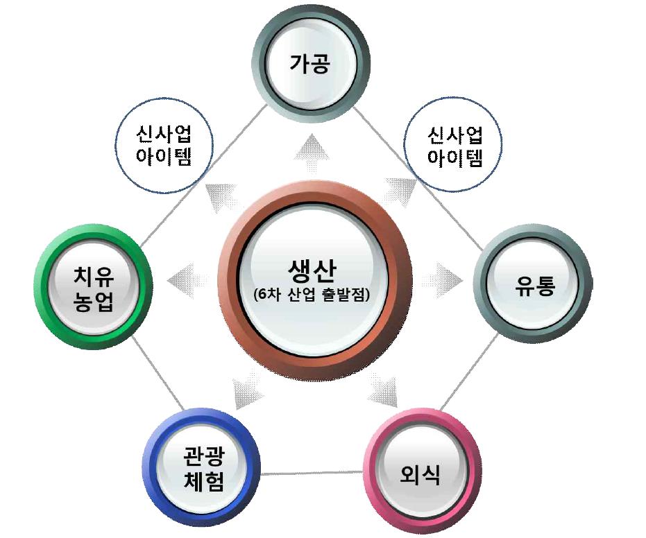 우리나라 농업 6차산업의 주요 사업유형과 창의적 신사업유형(아이템) 개발 및 사업유형 연계 지역 클러스터 개념